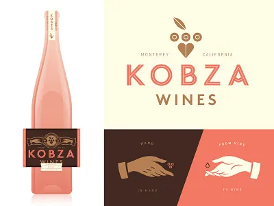 Kobza Wine branding cork francisco identity label logo mark monterey packaging san type wine