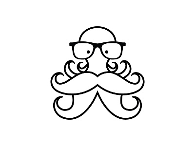 Octopus black white design glasses hipster illustration line art mustache octopus