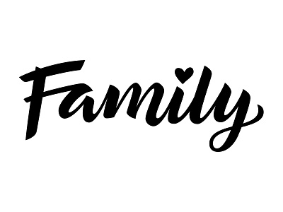 Family family heart lettering script typography