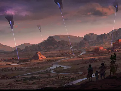 Invasion alien concept art digital illustration invasion joshua hutchinson spaceship