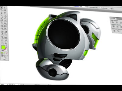 Game robot bang cool game green light mean modern robot steel vector