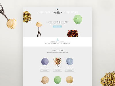 Tea Ice cream Website clean food icecream ingredients minimal simple tea ui ux website