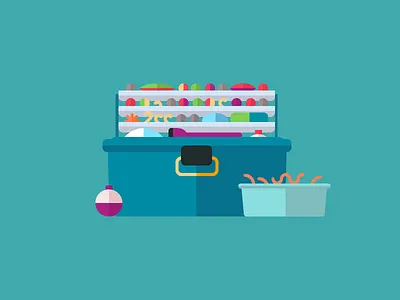 Fishing adobe box cork design prompts fishing flat illustrator tackle worms