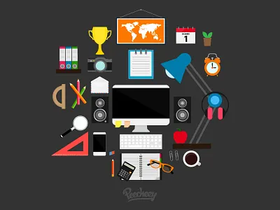 Work Supplies adobe free illustration imac iphone set vector work world