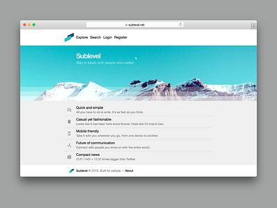 Sublevel brading intro landing page mountain splash sublevel unsplash