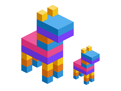 Isometric Piñata animals branding cubes cubism flat colours isometric logo