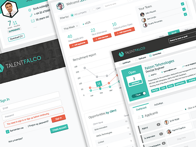 App TalentFalco app design flat frontend mockups ui ux website