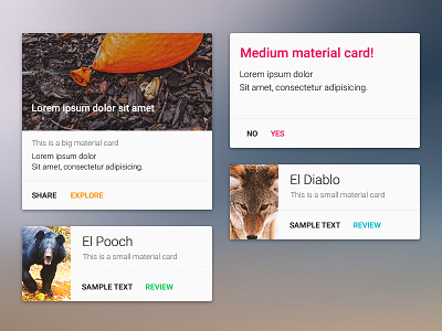 Material Design Cards cards design material template