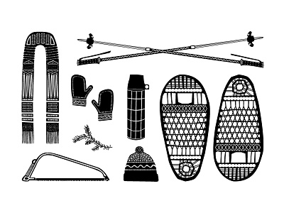 Jul 2014 black and white christmas illustration jul nordic scandinavian snowshoe tradition winter