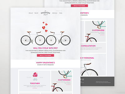 Passion Bicycle Valentine's Day bicycle bike clean hearts minimal ui ux valentines website