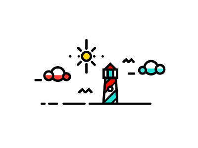 Explore More badge detail icon illustration lighthouse line logo sea texture type