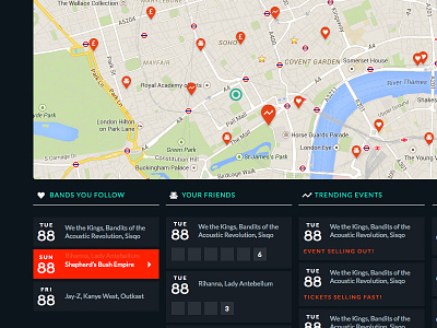 Events Listing events flat list map