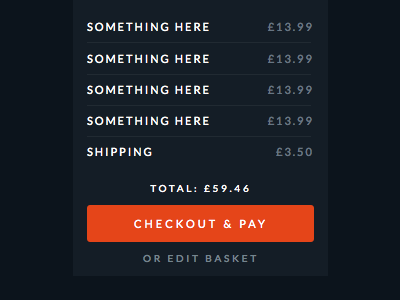 Order Overview basket checkout dark e commerce ecommerce flat order overview