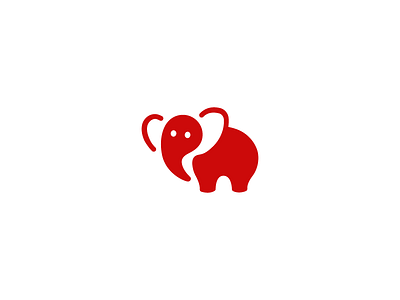 Red Elephant Foundation Logo clean cute elephant logo mark negative simple space