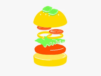 Build your Burger app beef bun burger illustration lettuce mustard pickles webdesign
