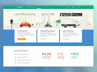 DMV service web page app car dmv icons illustration landing motocycle site truck ui ux web