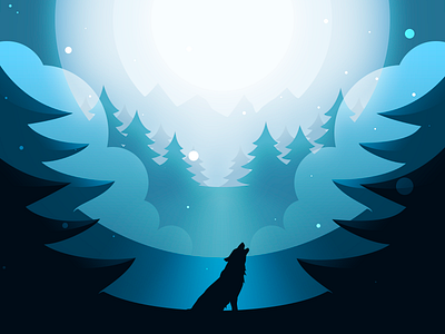 Winter Dream illustration landscape vector winter wolf