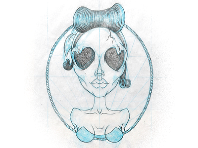 Pin Up Rough blue line drawing illustration pin up sketch timothy brennan