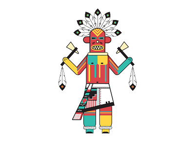 Warriors Dance dancer illustration kachina native american navajo patterns spirit warrior