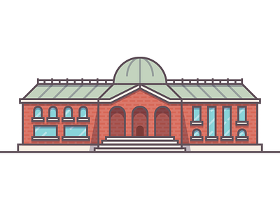 Brick & Mortar arches building dome illustration shadow university