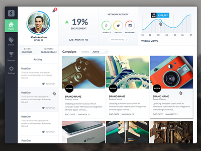 User Dashboard analytics brands dashboard game gaming hq network profile sketchapp social ui ux