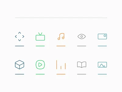 Welcome icons listen photos read shop watch