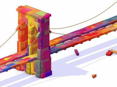 Brooklyn Bridge 3d blocks bridge brooklyn isometric new york