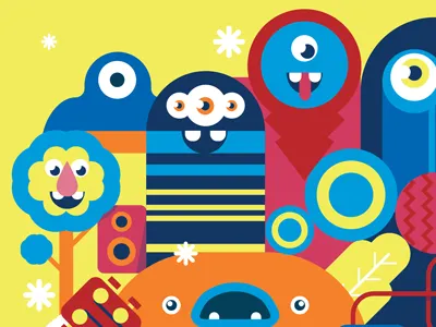 KvA creatures eyes flat illustration vector