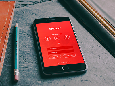 Fidler Login Screen app forgot ios login mobile password register screen social ui ux