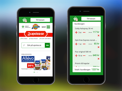 Apotea concept with shopping cart green mobile responsive sketch3 ux