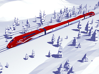 Thalys Train c4d lowpoly tgv train transport