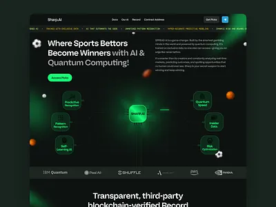 Sharp.ai - AI Sports betting predictor ai bet betting dark figma futuristic interface landing page predict quantum sport sports ui ux vibrant