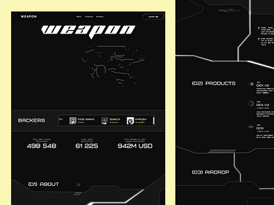 Digital weapon maketplace visual airdrop gaming dark themed ui digital marketplace design gaming interface gaming platform gaming platform design gaming weapons high tech typography minimalistic design responsive design tech savvy ui visual tech typography ui ui animated visuals ui design ui ux user experience ux ux design weapon marketplace