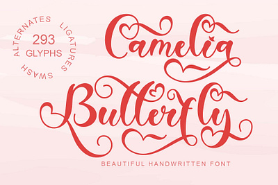 Camelia Butterfly beautiful branding design font font design graphic design handwritten illustration logo lovely print script ui valentine