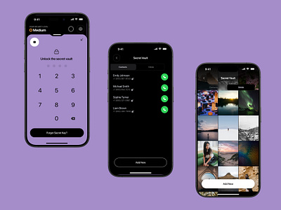 Security App - Secret Vault app application design mobile secret secret vault app security security app ui ux vault