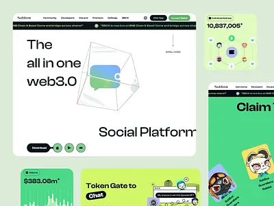 SubBox - Web3 Platform background animation bitcoin blockchain cheerful interface crypto crypto design crypto wallet cryptocurrency cube animation data visualization dex network responsive design social platform tokens user experience user interface uxui web design web3