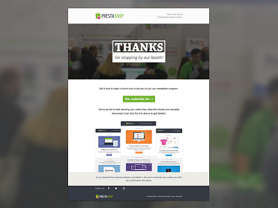 Mail to Follow Up with the visitors after a tradeshow cta ecommerce mail newsletter opt in photography prestashop responsive ui ux