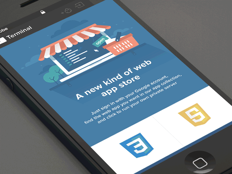 Store page mobile colors flat illustration iphone mobile service simple store terminal ui user interface