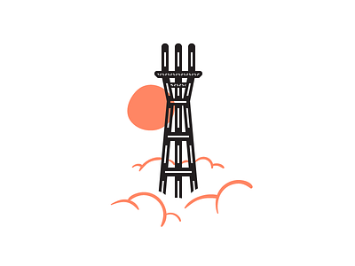 Sutro clouds fog icon illustration san francisco tower vector