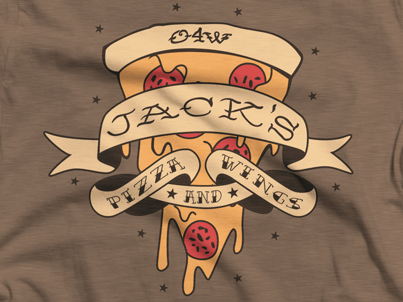 Jack's Pizza & Wings logo pizza shirt tattoo vector