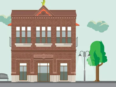 LHM Building brick building colors trees vector