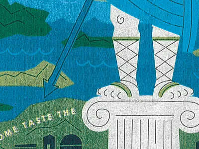 Poseidon column god greek illustration islands ocean statue water