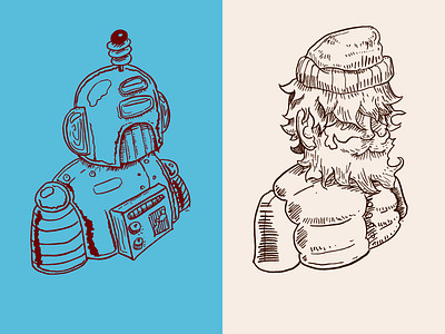 Avatars brush fisherman illustration ink robot selfportrait