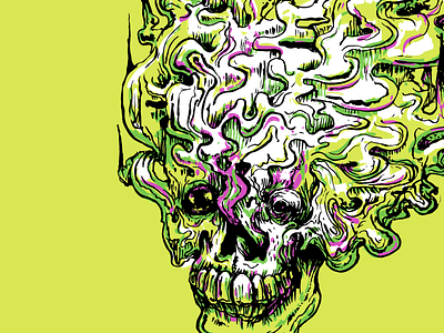 Weedian brushes fog garish penandink skull smoke vector