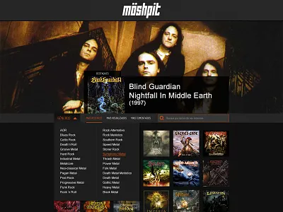 Moshpitin albuns art direction digital graphic design layout metal music reviews rock ui ux web