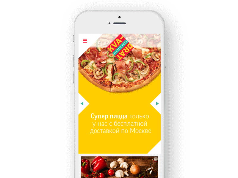 Kvadrat Pizza Order animated delivery flat food kvadrat landing minimal order pizza responsive webdesign website