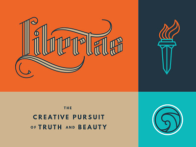 Libertassets branding custom type david paxton freedom hand lettered icons identity illustration logo torch typography wordmark