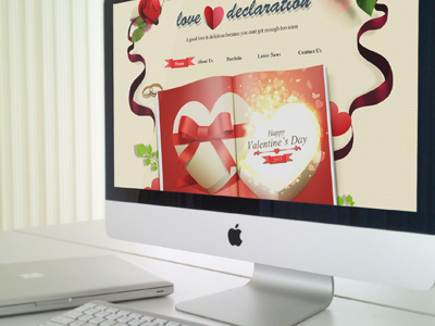 Valentines - Landing Page Template design heart ribbons template valentine web