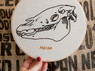 Horse Skull Embroidery embroider horse nature skull typography