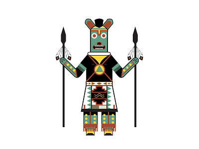 Wolf Dancer dancer feather illustration kachina native american navajo patterns spear spirit warrior